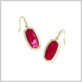 Kendra Scott Dani Bezel Drop Earrings Carmine Red Gold