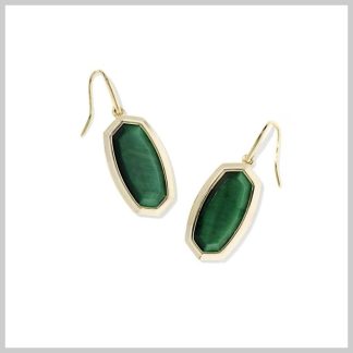 Kendra Scott Dani Bezel Drop Earrings Tiger's Eye Gold