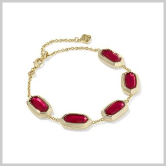 Kendra Scott Elaina Bezel Bracelet Carmine Red Gold