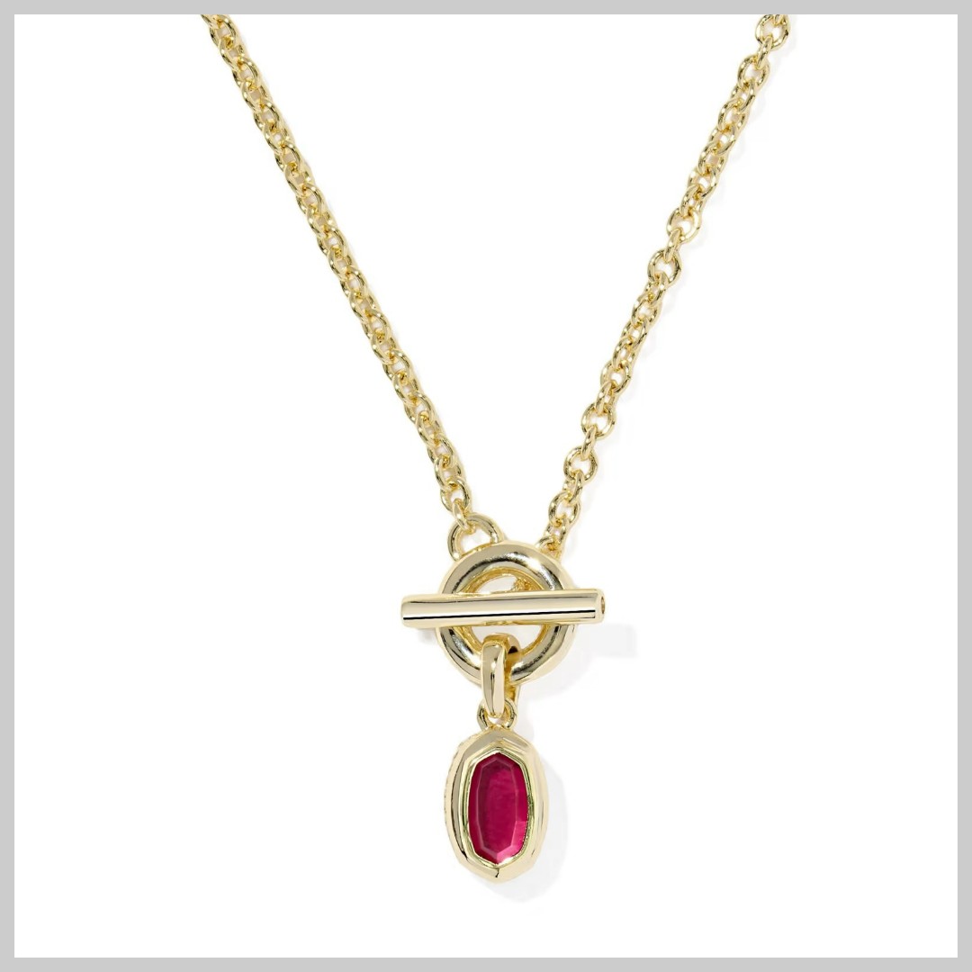 Kendra Scott Elisa Mini Toggle Pendant Necklace Carmine Red Gold