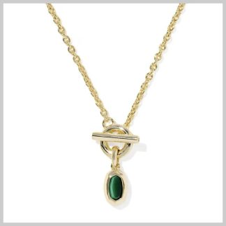 Kendra Scott Elisa Mini Toggle Pendant Necklace Green Tiger's Eye Gold