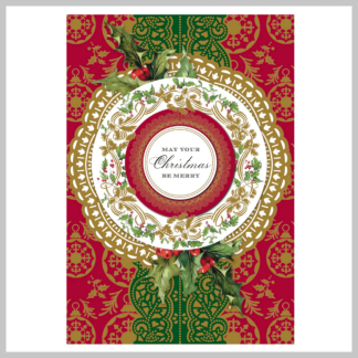 Holiday Greeting Card by Anna Griffin-Wreath with Red Ornament