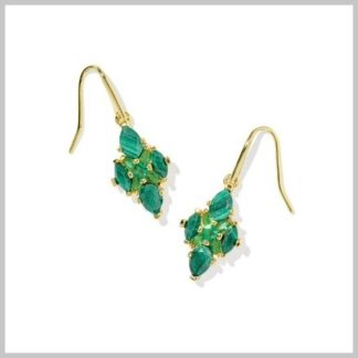 Kendra Scott Abbie Crystal Drop Earrings Gold Green Mix