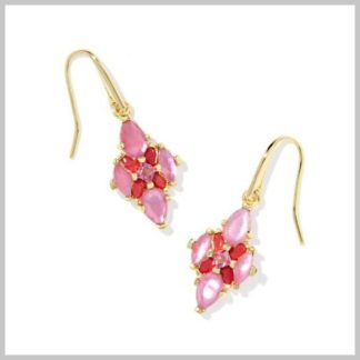 Kendra Scott Abbie Crystal Drop Earrings Gold Pink Mix