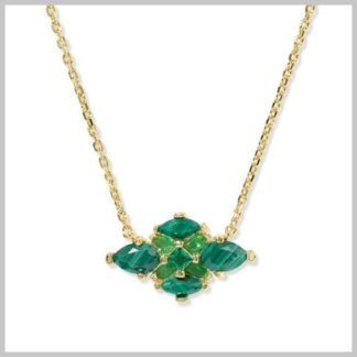 Kendra Scott Abbie Crystal Short Pendant Gold Green Mix