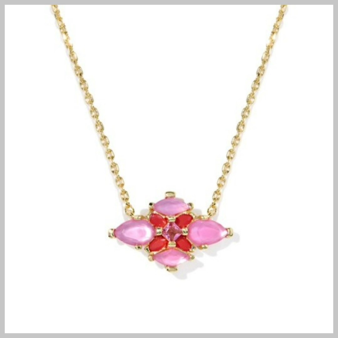 Kendra Scott Abbie Crystal Short Pendant Gold Pink Mix