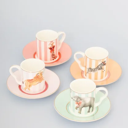 Yvonne Ellen Animal Espresso Cup & Saucers (Set of 4)