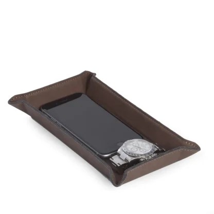 BeyBerk International Rectangular Valet in Rustic Brown Leatherette - Image 2