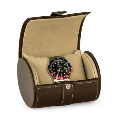 BeyBerk International Brown Leather Single Watch Travel Case - Image 2