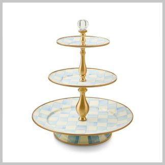 MacKenzie-Childs Sky Check Three Tier Sweet Stand