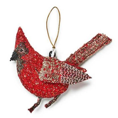 MacKenzie-Childs Holiday- Beaded Ornament- Red Cardinal