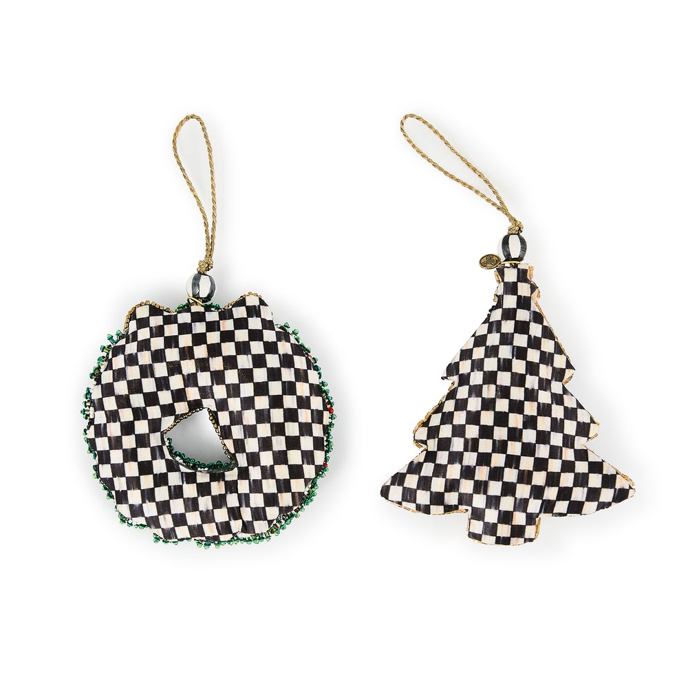 MacKenzie-Childs Holiday Beaded Wreath & Tree Ornaments Set of 3 - Image 2