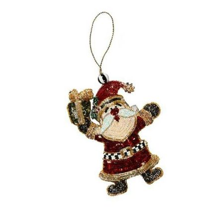 MacKenzie-Childs Holiday- Beaded Ornament- Jolly Santa