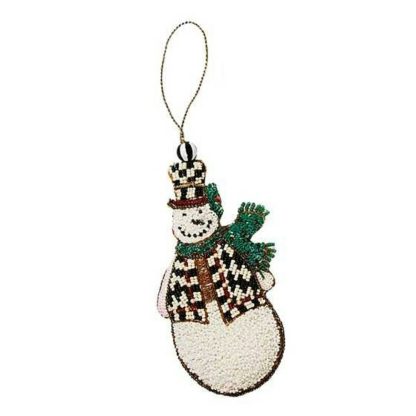 MacKenzie-Childs Holiday- Beaded Ornament- Courtly Snowman