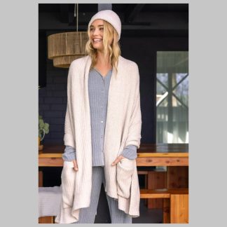 Barefoot Dreams CozyChic Heathered Travel Shall-Stone