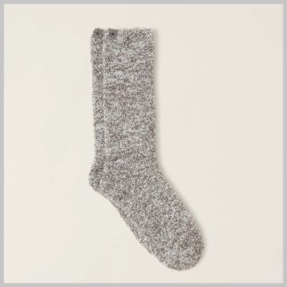 Barefoot Dreams CozyChic Heathered Adult Socks-Charcoal White L/XL