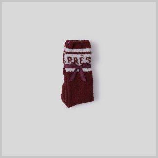 Barefoot Dreams CozyChic Apres Ski Socks-Crimson Cream S/M