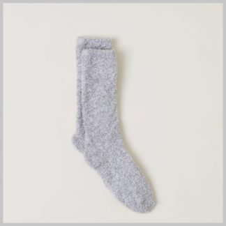 Barefoot Dreams CozyChic Heathered Adult Socks-Oyster White L/XL