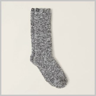 Barefoot Dreams CozyChic Heathered Adult Socks-Slate Blue White S/M