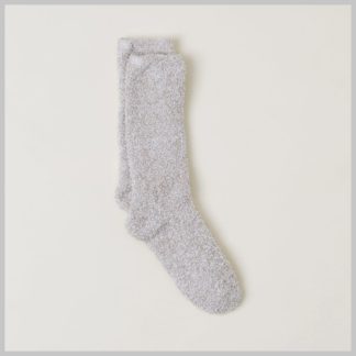 Barefoot Dreams CozyChic Heathered Adult Socks-Stone White L/XL