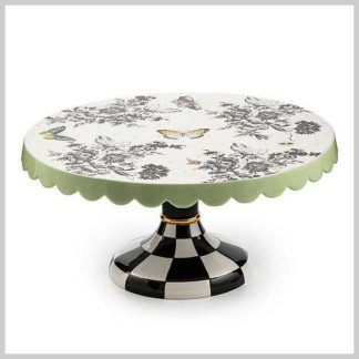 MacKenzie-Childs Butterly Toile Small Pedestal Platter
