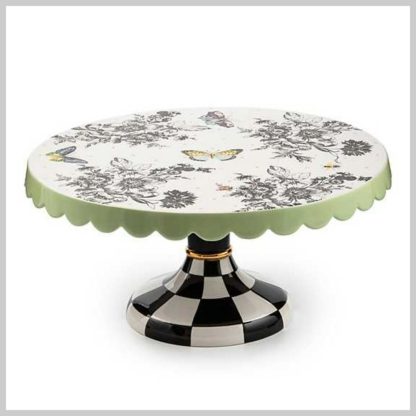 MacKenzie-Childs Butterly Toile Small Pedestal Platter