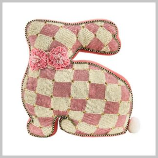 MacKenzie-Childs Pink Beaded Bunny Pillow
