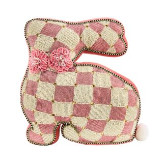 MacKenzie-Childs Pink Beaded Bunny Pillow