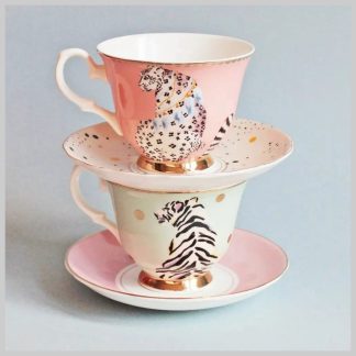 Yvonne Ellen Big Cats Teacup & Saucer (Set of 2)