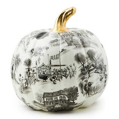 MacKenzie-Childs Fall Pumpkin Collection-Black Toile Pumpkin-Large