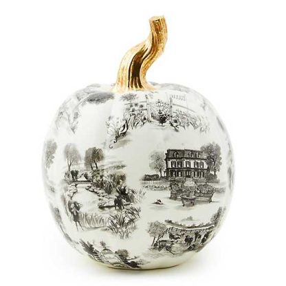 MacKenzie-Childs Fall Pumpkin Collection-Black Toile Pumpkin-Small