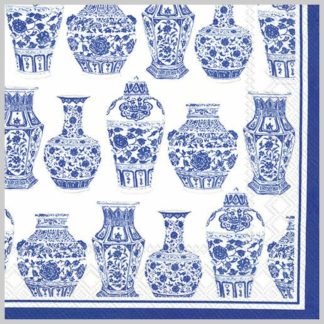 Boston International Blue & White Urns Cocktail Napkins