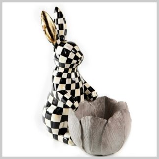 MacKenzie-Childs Courtly Check Bunny Flowerpot