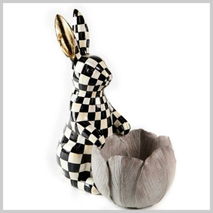 MacKenzie-Childs Courtly Check Bunny Flowerpot
