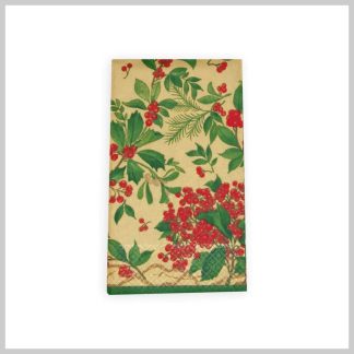 Caspari Holiday Holly Chintz Gold Guest Napkins