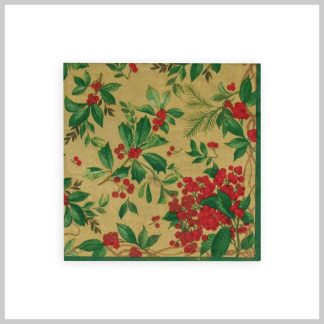 Caspari Holiday Holly Chintz Gold Lunch Napkins