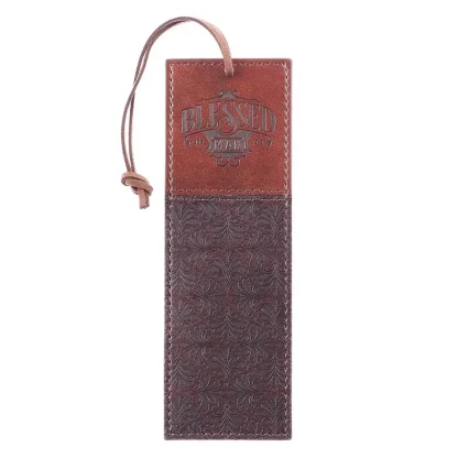 Christian Art Gifts Bookmark Faux Leather Brown Two-Tone Blessed Man Jer. 17:7 - Image 2