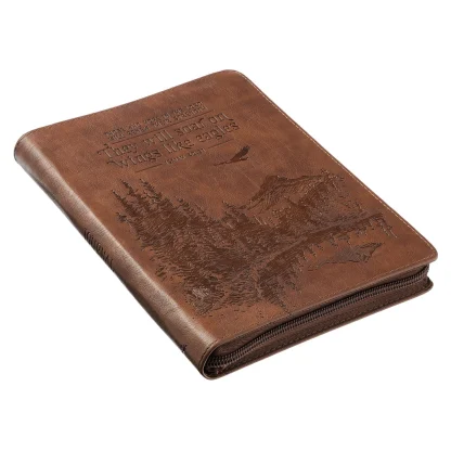 Christian Art Gifts Journal Classic Zip Brown They Will Soar Isa. 40:31 - Image 3