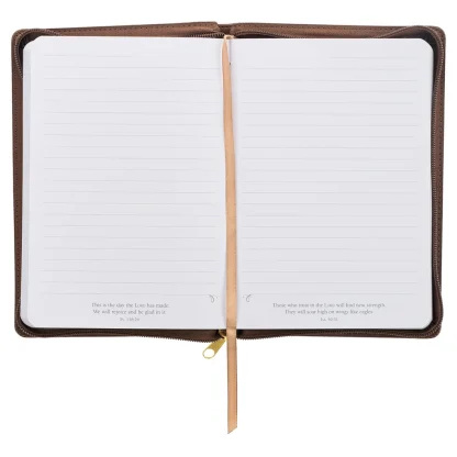 Christian Art Gifts Journal Classic Zip Brown They Will Soar Isa. 40:31 - Image 2