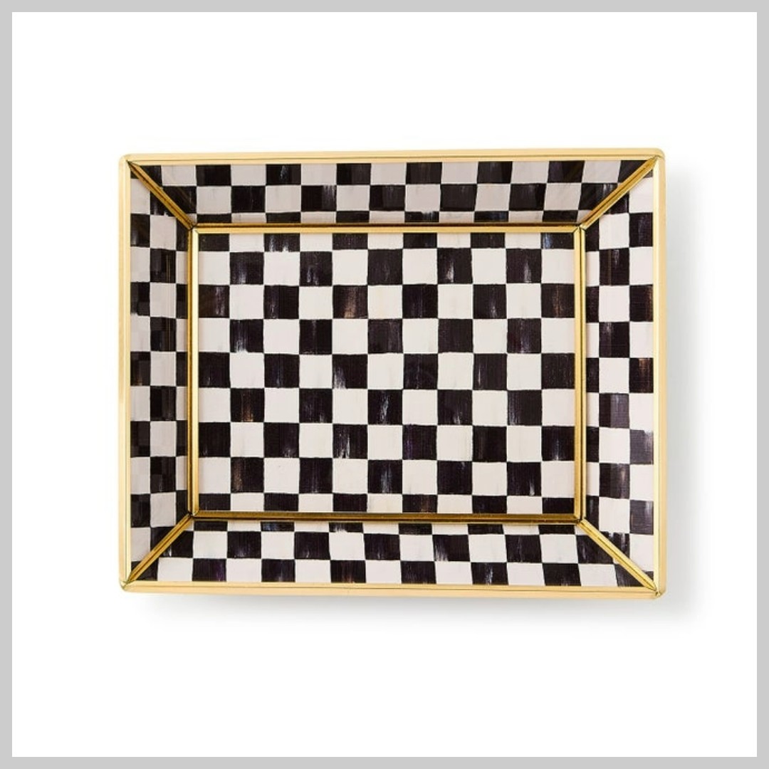 MacKenzie-Childs Courtly Check Small Glass Tray