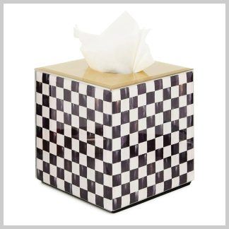 MacKenzie-Childs Courtly Check Glass Boutique Tissue Box Cover