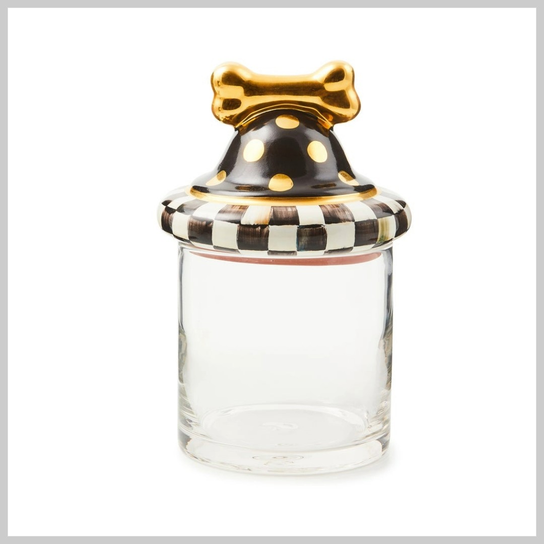 MacKenzie-Childs Pet- Courtly Check Canine Cookie Jar