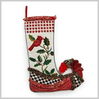 MacKenzie-Childs Holiday- Christmas Cardinal Stocking