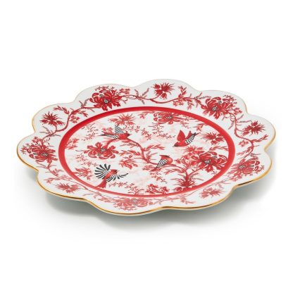 Mackenzie-Childs Holiday- Cardinal Toile Dinner Plate - Image 2