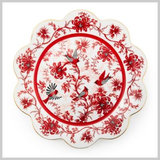 Mackenzie-Childs Holiday- Cardinal Toile Dinner Plate