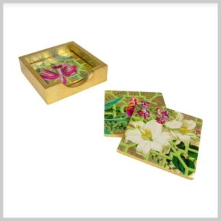 Caspari Lacquer Gold Coaster La Dolce Vita Set of 4