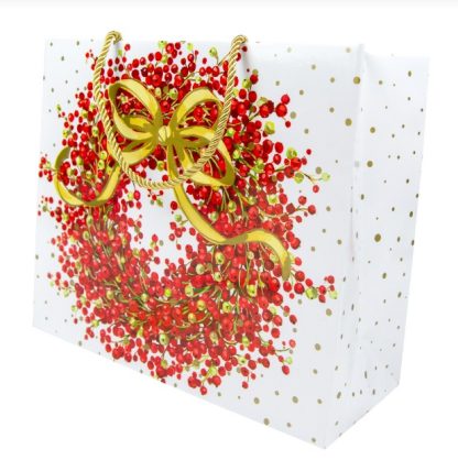 Caspari Gift Bag Pepperberry White-Large - Image 3