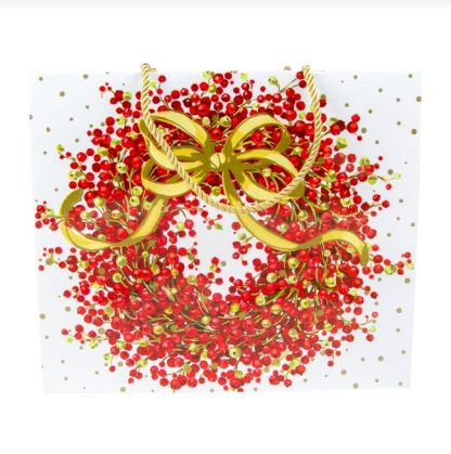 Caspari Gift Bag Pepperberry White-Large - Image 2