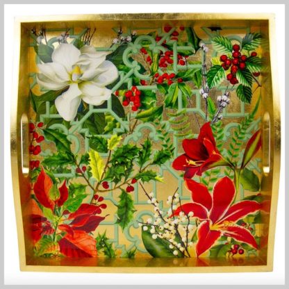 Caspari Christmas Garden Square Tray