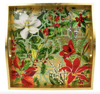 Caspari Christmas Garden Square Tray